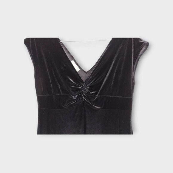 Maggy L Womens Dress‎ Sz 8 Black Velvet Stretch Jersey Midi Holiday Bodycon Vtg - Picture 5 of 11